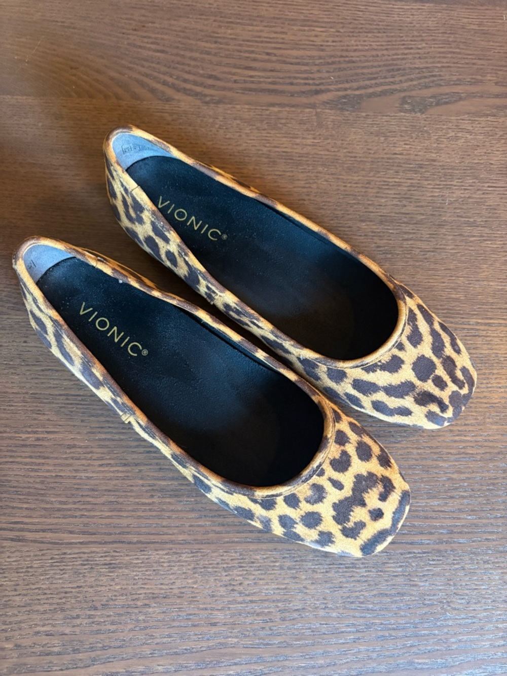 VIONIC - Orinda Suede Leopard-Print Square Toe Ballet Flat